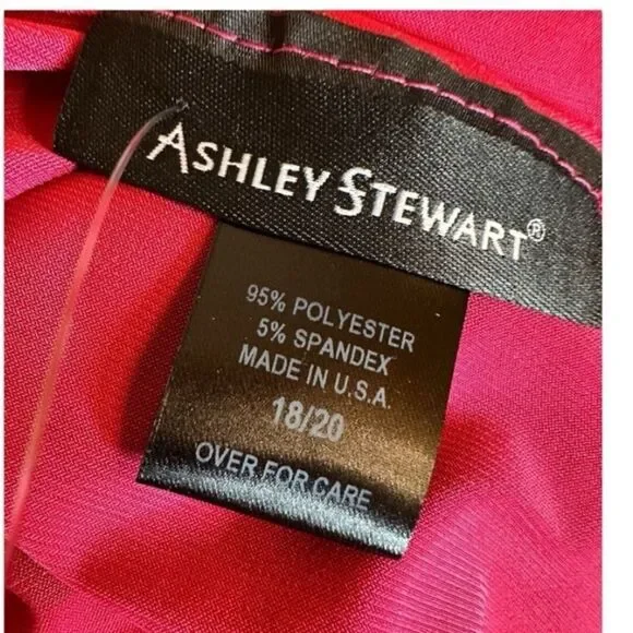 Ashley Stewart bright pink V neck long sleeve slinky bodycon dress NWOT 18/20 - Picture 8 of 8